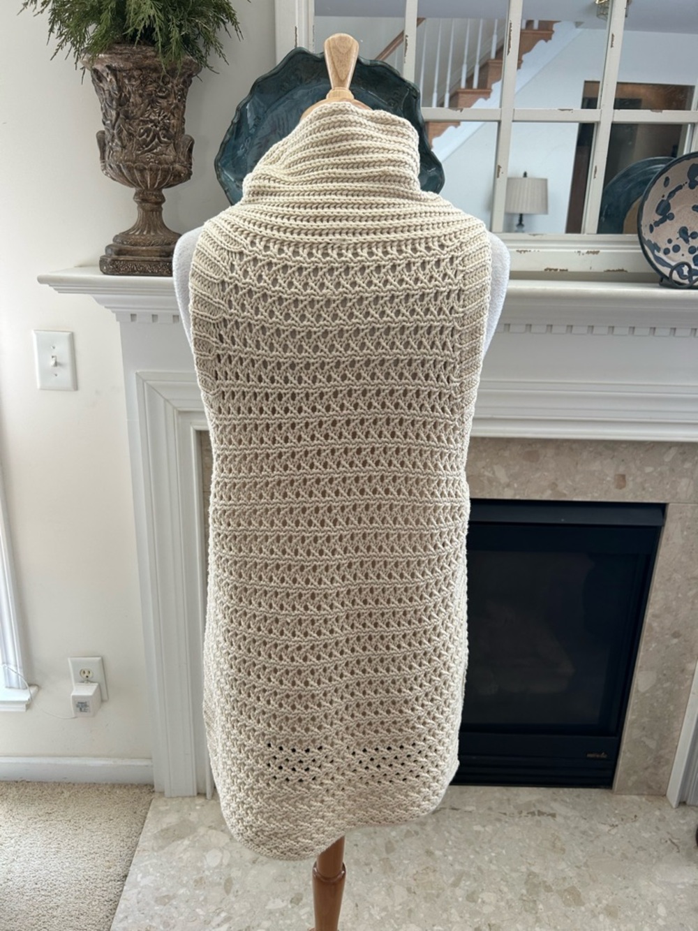 Free People Cream Crochet Sleeveless Turtleneck Sweater - Picture 6 of 8